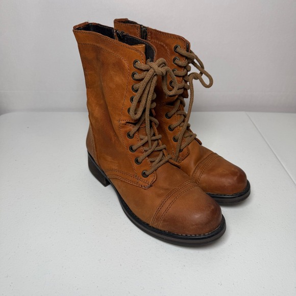 Steve Madden Tropa 2.0 Brown Leather Combat Boot Size 9.5 - Picture 2 of 9